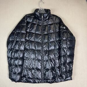 Obermayer Jacket Womens XL Black Puffer Down Lined Full Zip Mid Length High Neck